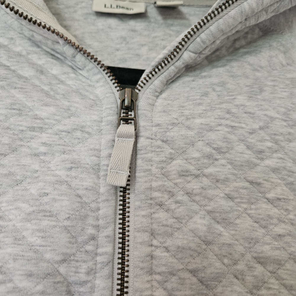 LL Bean Jacket Sweater S Grey Quilted Knit Full Zip Pockets Casual Layering Cozy - Picture 5 of 8